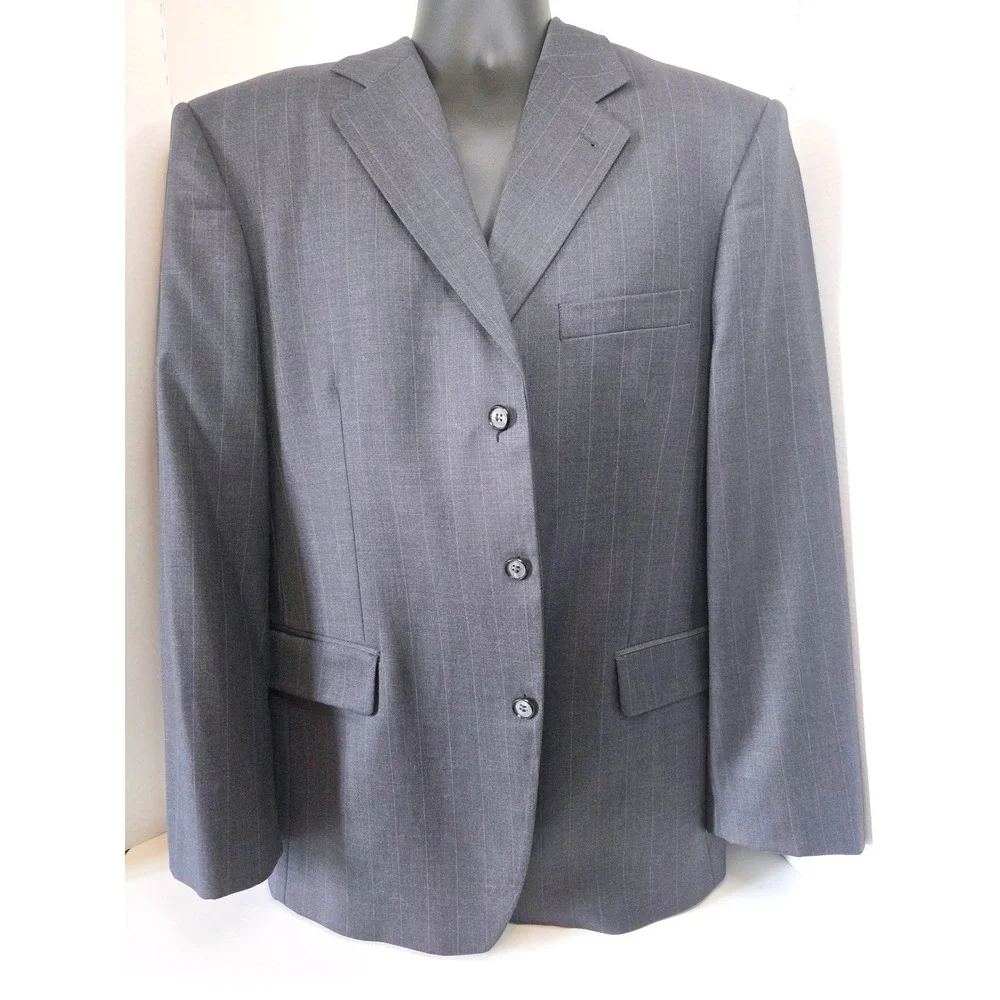 Georgio Belli‎ Milano Italy Gray Pinstripe 3 Button Blazer Hand Tailored SZ 46R?